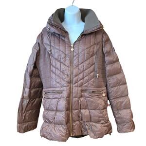 EUC Bernardo Packable Hooded Puffer Coat,  PrimaLoft insulation sz L